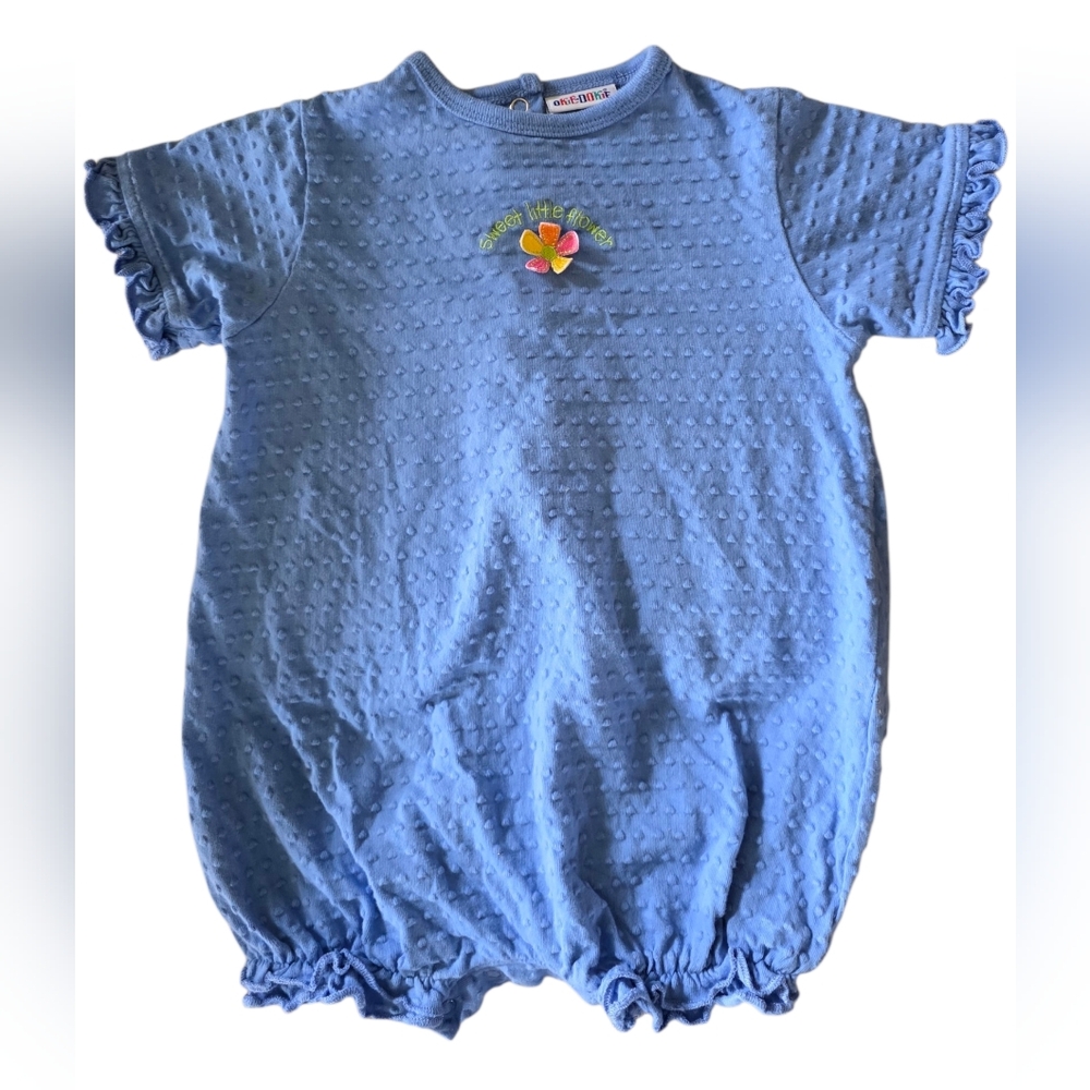Okie Dokie Blue Flower Bubble Romper 24 Months